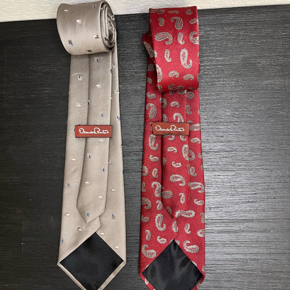 Vintage Oscar de la Renta Silk Tie Duo - Classic Elegance